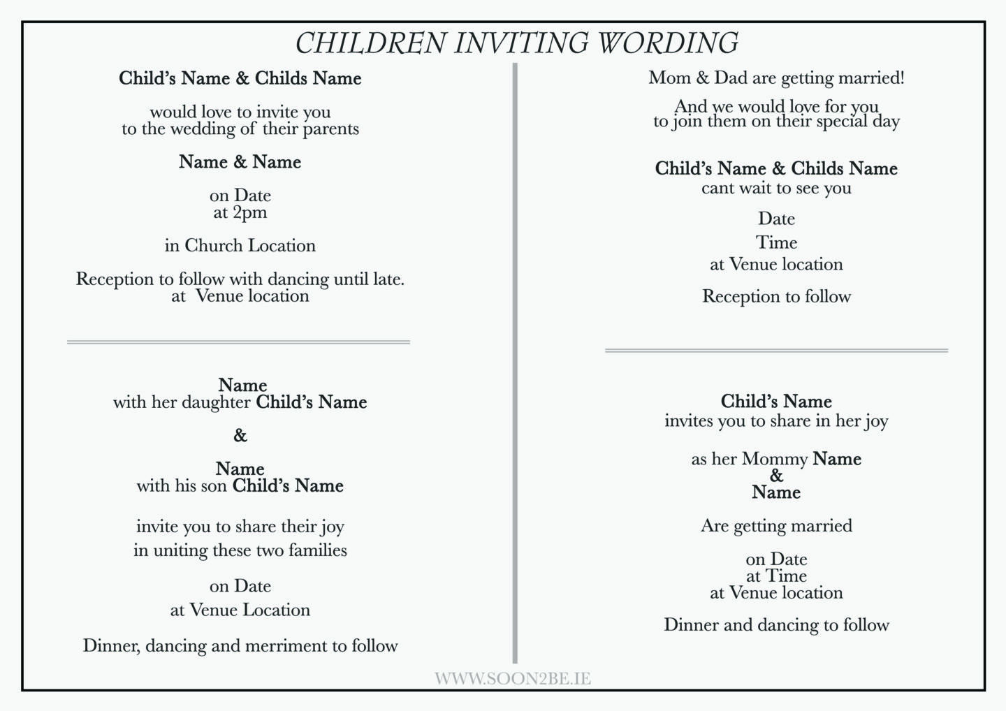 Wedding Invitation Wording When Children Of The Bride And Groom Are Inviting